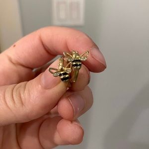 Sterling silver enamel bee hoops